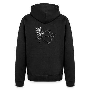 Mallorca Insel Palmen Urlaub Entspannung Reisen - Unisex Premium Bio Zip Hoodie - Schwarz - Hinten - Nico (187cm)
