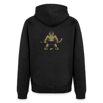 Pinguin Eishockey Spieler Minimalistisch  - Unisex Premium Organic Zip Hoodie - black - Back - Nico (187cm)