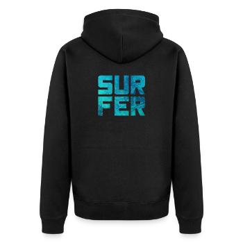 Surfer Mandala Pattern Surfing Camping Sports Water - Unisex Premium Organic Zip Hoodie - black - Back - Nico (187cm)