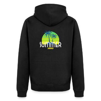 Tropical Palm Tree & Sunset Design - Unisex Premium Organic Zip Hoodie - black - Back - Nico (187cm)