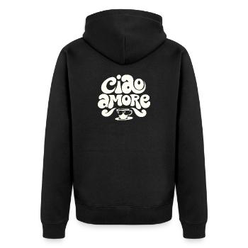 Ciao Amore Cappuccino - Veste à capuche bio Premium Unisexe - noir - Dos - Nico (187cm)