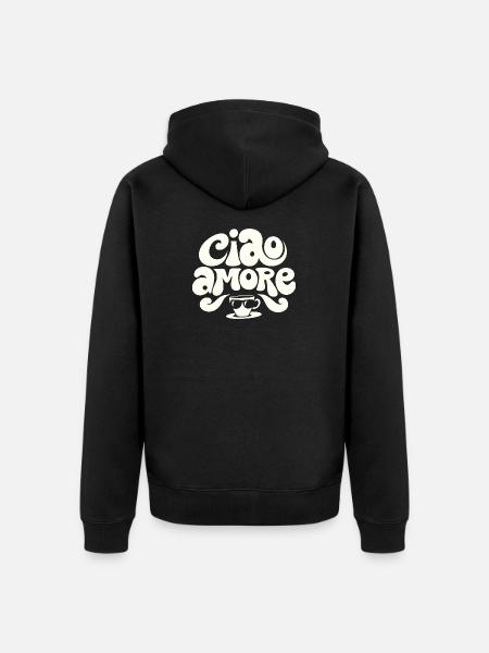 Ciao Amore Cappuccino - Unisex Premium Organic Zip Hoodie - black