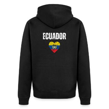 Ich liebe Ecuador, die Flagge von Ecuador - Unisex Premium Bio Zip Hoodie - Schwarz - Hinten - Nico (187cm)