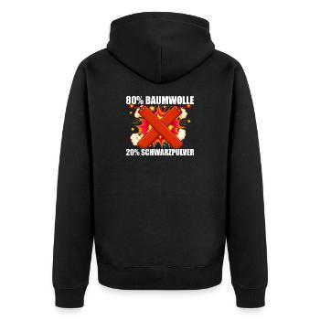 Schwarzpulver Pyrotechniker Böllern Feuerwerk - Unisex Premium Bio Zip Hoodie - Schwarz - Hinten - Nico (187cm)