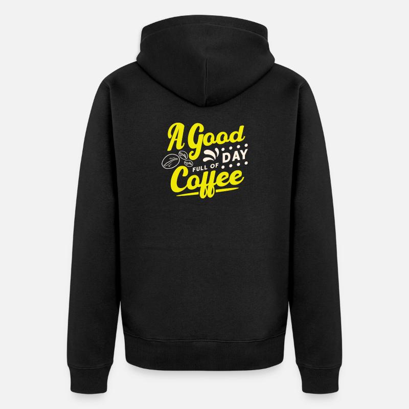 Good day starts with coffee - Unisex Premium Bio Zip Hoodie - Schwarz