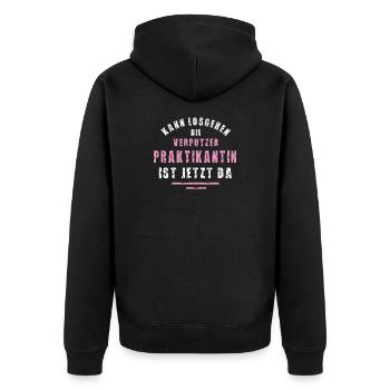 Verputzer Praktikantin Danke Praktikum Verputzerei - Unisex Premium Bio Zip Hoodie - Schwarz - Hinten - Nico (187cm)