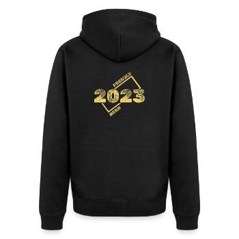 2023 2023 - Unisex Premium Bio Zip Hoodie - Schwarz - Hinten - Nico (187cm)