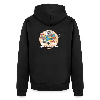 Koala Fliegerabenteuer - Unisex Premium Bio Zip Hoodie - Schwarz - Hinten - Nico (187cm)