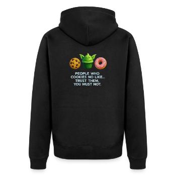 Funny Cookie Donut Muffin Shirt for Sweet Lovers - Unisex Premium Organic Zip Hoodie - black - Back - Nico (187cm)