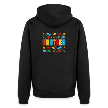 Brother Brick Builder Creative Family Block Lover - Unisex Premium Organic Zip Hoodie - black - Back - Nico (187cm)