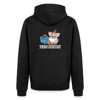 Merry Christmas with the Pig Nightman! - Unisex Premium Organic Zip Hoodie - black - Back - Nico (187cm)