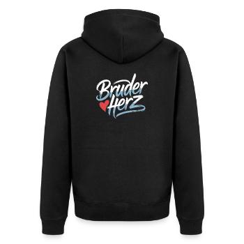 Bruderherz Brüder Großer Bro Spruch Kleiner Bruder - Unisex Premium Bio Zip Hoodie - Schwarz - Hinten - Nico (187cm)