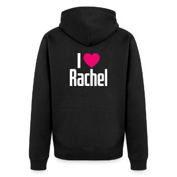I Love Rachel Pink Heart I Love Rachel - Unisex Premium Organic Zip Hoodie - black - Back - Nico (187cm)