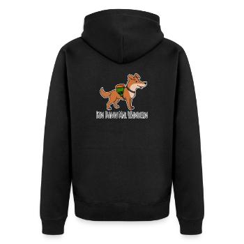 Funny Dog Goes Hiking - Mountain Shepherd Dog - Unisex Premium Organic Zip Hoodie - black - Back - Nico (187cm)