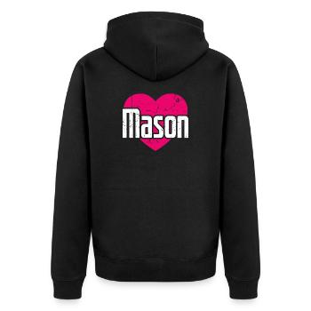 I Love Mason Pinkes Herz Ich liebe Mason - Unisex Premium Bio Zip Hoodie - Schwarz - Hinten - Nico (187cm)