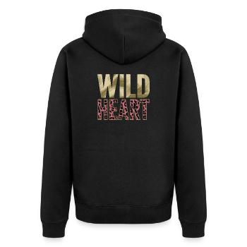  Wild Heart Leopard Muster Boho Tierprint für - Unisex Premium Bio Zip Hoodie - Schwarz - Hinten - Nico (187cm)