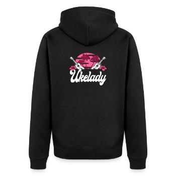 Hawaiian Ukulele Uke Ukelady - Unisex Premium Organic Zip Hoodie - black - Back - Nico (187cm)