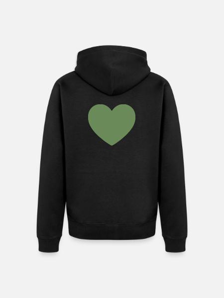 green heart green gift valentine's day - Unisex Premium Organic Zip Hoodie - black