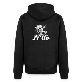  Halloween Mumie Wrap It Up Lustiger Grusel Spruch - Unisex Premium Bio Zip Hoodie - Schwarz - Hinten - Nico (187cm)