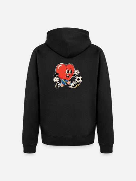 Herz Kicker Fußballherz - Unisex Premium Bio Zip Hoodie - Schwarz