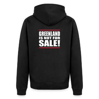 Greenland Is Not For Sale Shirt - Unisex Premium Organic Zip Hoodie - black - Back - Nico (187cm)