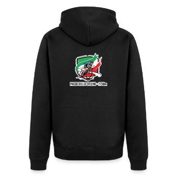 Insigne du Cavalier Passo Dello Stelvio 2758 m - Veste à capuche bio Premium Unisexe - noir - Dos - Nico (187cm)