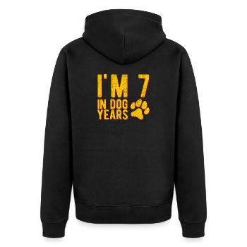Ich bin 6 Jahre alt, ungefähr 48 Jahre, lustiger Geburtstag - Unisex Premium Bio Zip Hoodie - Schwarz - Hinten - Nico (187cm)