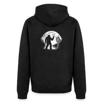 Bigfoot Darts - Unisex Premium Bio Zip Hoodie - Schwarz - Hinten - Nico (187cm)