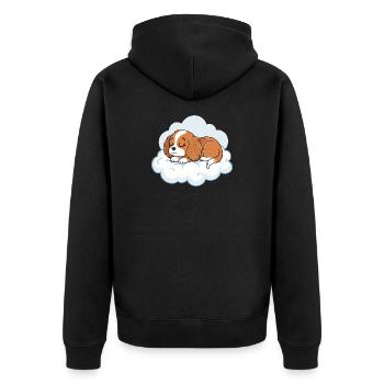 Chiot rêveur sur nuage - Veste à capuche bio Premium Unisexe - noir - Dos - Nico (187cm)
