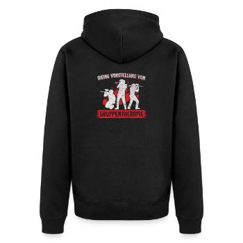 Gruppentherapie Paintball - Unisex Premium Bio Zip Hoodie - Schwarz - Hinten - Nico (187cm)