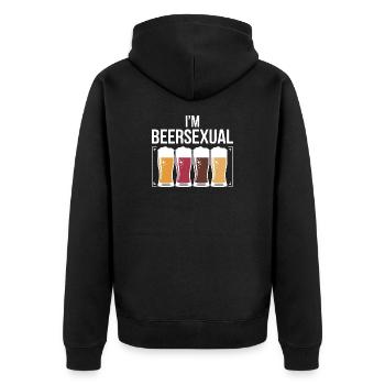 Ich bin biersexuell lustiger Biertrinkender Humor Zitat - Unisex Premium Bio Zip Hoodie - Schwarz - Hinten - Nico (187cm)