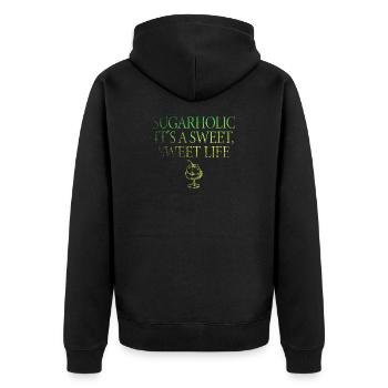Sugarholic It's A Sweet Life - Unisex Premium Organic Zip Hoodie - black - Back - Nico (187cm)