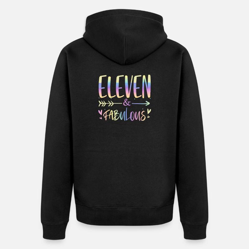 Eleven & Fabulous Rainbow Script - Unisex Premium Organic Zip Hoodie - black