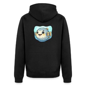 Puffer Fish Kawaii Underwater Delight - Unisex Premium Organic Zip Hoodie - black - Back - Nico (187cm)