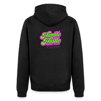 Humble Hustle Entrepreneur Businessman Businesswo - Unisex Premium Organic Zip Hoodie - black - Back - Nico (187cm)