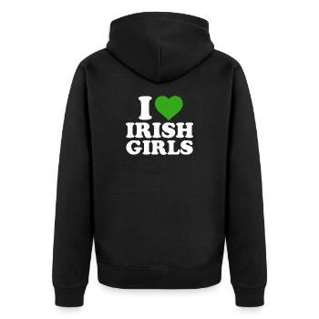 I Heart Irish Girls - Unisex Premium Bio Zip Hoodie - Schwarz - Hinten - Nico (187cm)