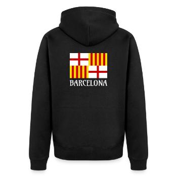 Flag Red White Yellow Barcelona Patriotic Banner - Unisex Premium Organic Zip Hoodie - black - Back - Nico (187cm)