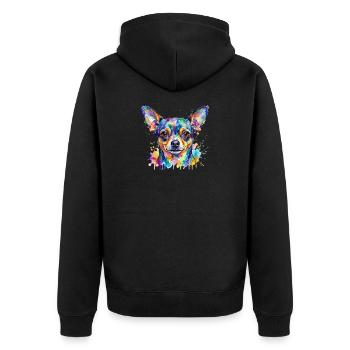 Color Explosion Chihuahua Head - Unisex Premium Organic Zip Hoodie - black - Back - Nico (187cm)