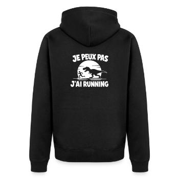 Je peux pas j'ai running dinosaure - Veste à capuche bio Premium Unisexe - noir - Dos - Nico (187cm)