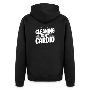 Le ménage, c’est mon cardio - Veste à capuche bio Premium Unisexe - noir - Dos - Nico (187cm)