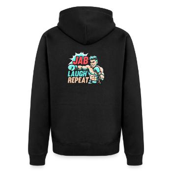 Jab Laugh Repeat Gloves Boxing Gloves - Unisex Premium Bio Zip Hoodie - Schwarz - Hinten - Nico (187cm)