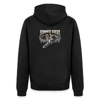 Sommer ist langweilig – Schneemobil-Winterschlittenfahrer - Unisex Premium Bio Zip Hoodie - Schwarz - Hinten - Nico (187cm)
