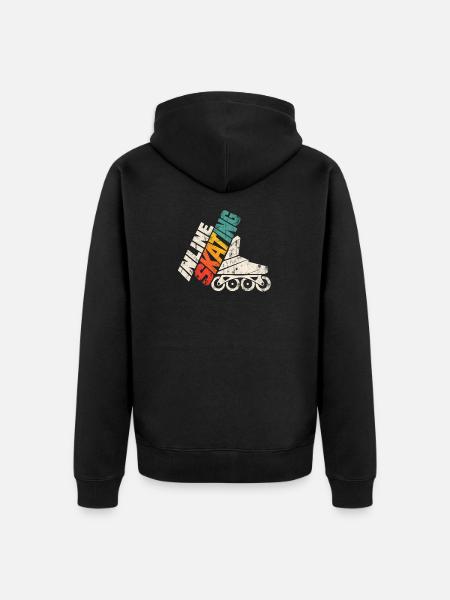 Inline Skating Retro Rollschuh Design - Unisex Premium Bio Zip Hoodie - Schwarz