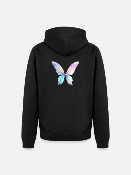 Feenflügel Design - Unisex Premium Bio Zip Hoodie - Schwarz
