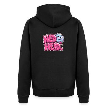Ned heid bairisch - Unisex Premium Bio Zip Hoodie - Schwarz - Hinten - Nico (187cm)