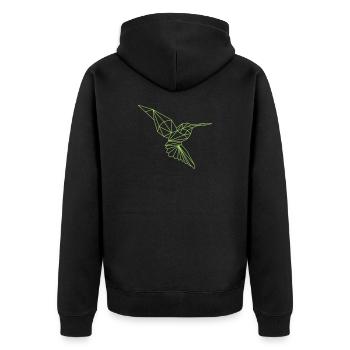 Eisvogel - Unisex Premium Bio Zip Hoodie - Schwarz - Hinten - Nico (187cm)