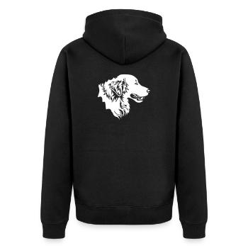 Golden Retriever head "Black Edition" - Unisex Premium Organic Zip Hoodie - black - Back - Nico (187cm)
