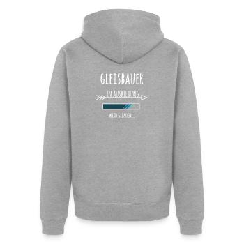 Gleisbauer Ausbildung Beruf Geschenk - Unisex Premium Bio Zip Hoodie - Grau meliert - Hinten - Nico (187cm)