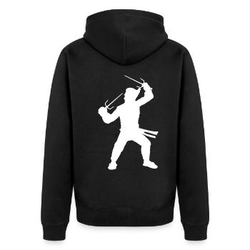 Monk Silhouette - Design Fantasy Role Playing Game - Unisex Premium Organic Zip Hoodie - black - Back - Nico (187cm)