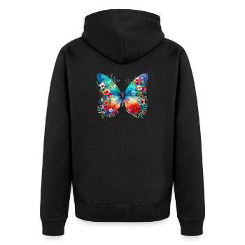 Butterfly - Unisex Premium Organic Zip Hoodie - black - Back - Nico (187cm)